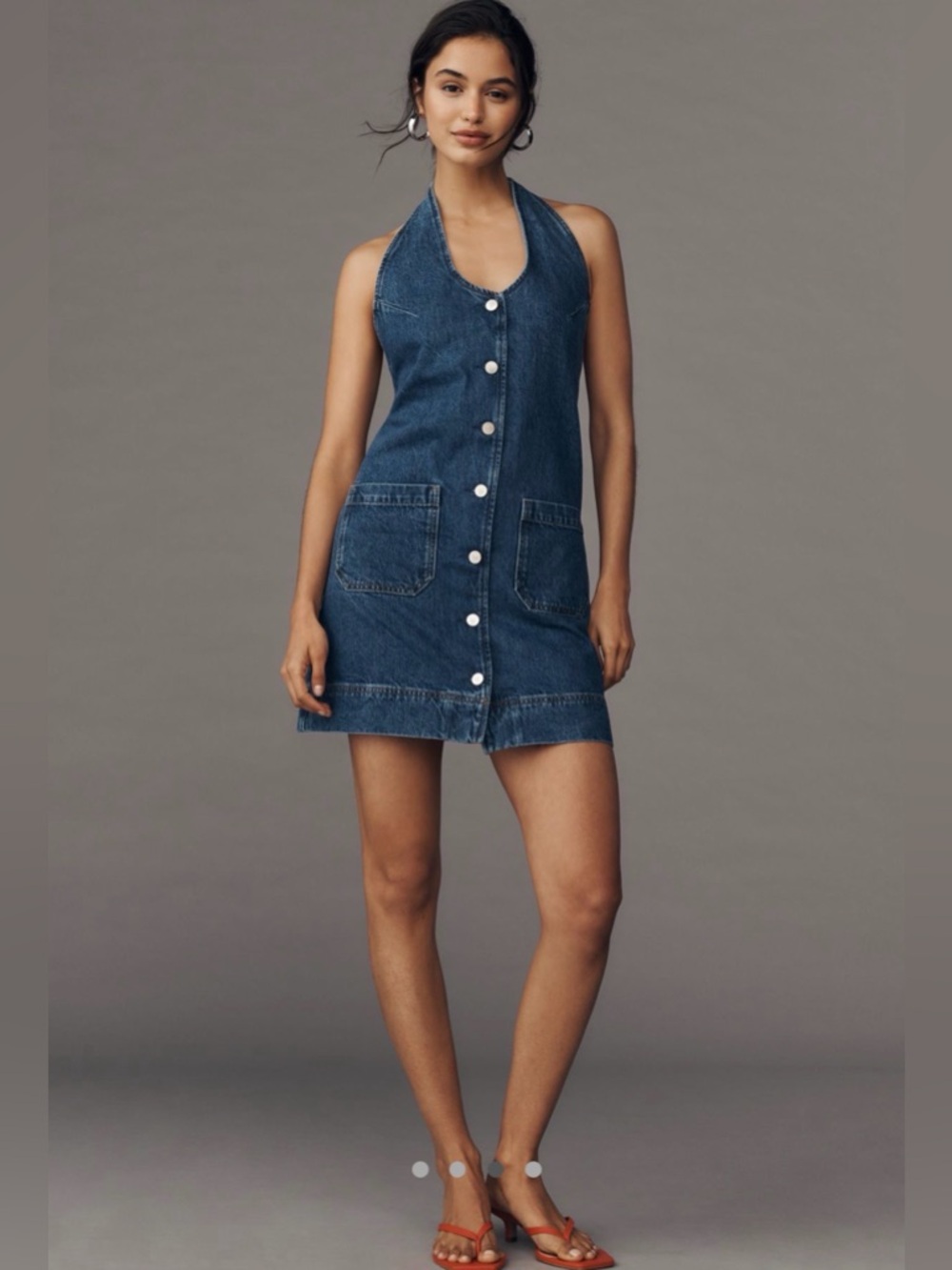 Reformation Brittany Halter Denim Mini Dress NWT - Picture 3 of 5